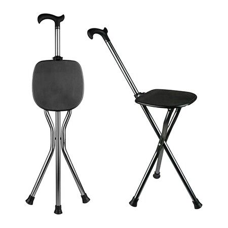Hold 440 lbs Folding Canes with Seat Walking Stick Height Adjustment Cane Seat Capacity Frosted Handle with Magnetic Stone Massage Crutches Stool