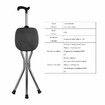 Hold 440 lbs Folding Canes with Seat Walking Stick Height Adjustment Cane Seat Capacity Frosted Handle with Magnetic Stone Massage Crutches Stool