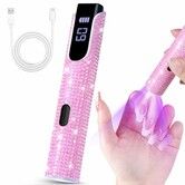 Handheld UV Light for Gel Nails,Pink Diamond Mini UV Light for Nails Cordless Nail Lamp Rechargeable with Led Display Lamp for Rhinestone Glue Decoration