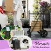 Shopping Cart Waterproof Basket Liner & 360° Swivel Wheels,Foldable Collapsible & Lightweight Perfect for Groceries Laundry Utility Cart,Black