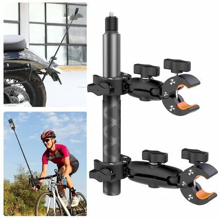 6+9 inch 1.2m Selfie Stick Motorcycle Bike Handlebar Mount Insta360 X5 X4 X3 X2 X ONE RS Double Clamp Umbrella Third Person Cycling Video Christmas Gift