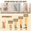 Safety Gate Pet Dog Cat Security Extra Tall Retractable Fence Enclosure Guard Kitchen Doorway Stairs Barrier with Walk Through Door 75 to 105cm White