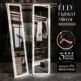LED Full Length Mirror Floor Vanity Free Standing Body Wall Mounted Hanging Leaning Lighted Hallway Bedroom Dressing Makeup 3 Light Colours 40x2x160cm