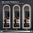LED Full Length Mirror Vanity Arched Body Dressing Floor Free Standing Hanging Leaning Lighted Wall Lighted Bedroom Hallway 3 Light Colours 50x2x160cm