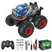 RC Car Toy Remote Control Shark Stunt Monster Truck 2.4GHz Offroad Vehicle with Light Sound All Terrain Indoor Outdoor Toys for Kids Color Blue