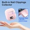 Electric Nail Clipper, USB Rechargeable Automatic Trimmer for Seniors and Kids, 3 Speed Levels, Pink
