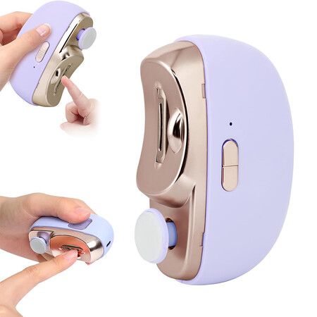 3 in 1 Automatic Electric Nail Clipper Trimmer with Polishing for Fingers and Toes with 2 Adjustable Speeds for Seniors Kids Purple