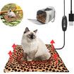 USB Heating Warmer Pad Bed for Cat, Small Dog and Pet, Safe 5V2A Power Bank Battery Operated for Indoor and Outdoor Use, 37 X 47 X 2 cm, Leopard