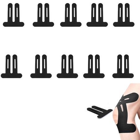 10 Pcs Precut Kinesiology Tape for Knees, Knee Support and Stability, Knee Athletic Tape, Waterproof and Elastic, Black