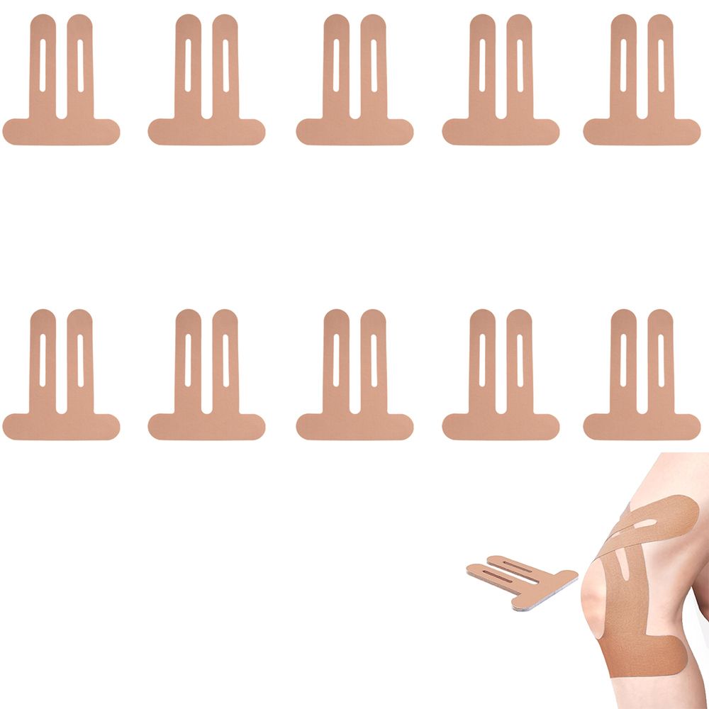 10 Pcs Precut Kinesiology Tape for Knees, Knee Support and Stability, Knee Athletic Tape, Waterproof and Elastic, Beige