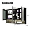 Bathroom Mirror Cabinet Medicine Shaving Vanity Shaver Cupboard Toilet Wall Storage Organiser Shelves Furniture with LED Lights Doors Black 90x13x75cm