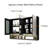 Bathroom Mirror Cabinet Medicine Shaving Vanity Shaver Cupboard Toilet Wall Storage Organiser Shelves Furniture with LED Lights Doors Black 90x13x75cm