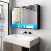 Bathroom Mirror Cabinet Medicine Shaving Vanity Shaver Cupboard Toilet Wall Storage Organiser Shelves Furniture with LED Lights Doors Black 90x13x75cm