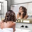 Bathroom Mirror Cabinet Medicine Shaving Vanity Shaver Cupboard Toilet Wall Storage Organiser Shelves Furniture with LED Lights Doors Black 90x13x75cm