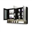 Bathroom Mirror Cabinet Medicine Shaving Vanity Shaver Cupboard Toilet Wall Storage Organiser Shelves Furniture with LED Lights Doors Black 90x13x75cm