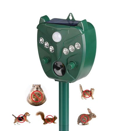 Solar Animal Repellent Ultrasonic, 1 Pack Cat Repellent Outdoor Deer Repellent Devices with Motion Sensor Animal Repeller