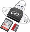 Multi-Port 4 in1 Universal SD TF Card Reader, USB C SD TF Memory Card Reader, Memory Card Reader Multiport Adapter Color Black