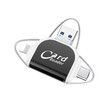 Multi-Port 4 in1 Universal SD TF Card Reader, USB C SD TF Memory Card Reader, Memory Card Reader Multiport Adapter Color Black