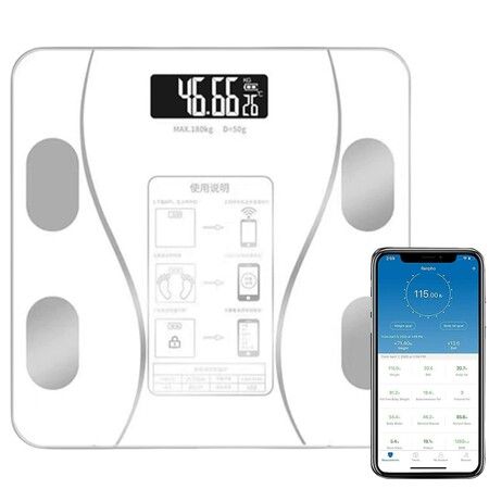 Smart Scale for Body Weight and Fat High Accurate Digital Bathroom Scale Bluetooth Body Composition Monitor 15 Metrics Sync App Christmas Gift COL White