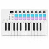 25 Key USB MIDI Keyboard Controller with 16 Backlit Pads,Professional Semi-Weighted Dynamic Bluetooth Keyboard,8 Knobs For Music Production Col White