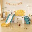 7in1 Kids Slide Set Ladder Steps Basketball Hoop Playground Activity Centre Play Climber Telescope Ring Toss Game Tunnel Indoor Outdoor Toys Playset