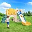 7in1 Kids Slide Set Ladder Steps Basketball Hoop Playground Activity Centre Play Climber Telescope Ring Toss Game Tunnel Indoor Outdoor Toys Playset