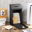 Metal Donation Cash Box Collection Safe Suggestion Box with Lock Wall Mounted Mailbox Delivery Ballot Container, 14.5 x 7.5 x 26 cm, Black