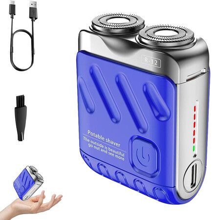 Luggage Electric Shaver,Beard Shaver Mini and Portable Suitcase Design,Electric Mini Razor Portable Electrics Shavers,USB Rechargeable (Blue)