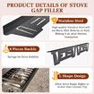2 Pack Expandable Stainless Steel Stove Counter Gap Covers,Retractable to Fill the Gap Between Stove and Countertop Color Black