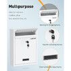 Wall Mount Mailbox, Locking Large Mailbox with Key Lock, Safe Key Drop Box, Steel Cash Drop Box for Home Office School, 22 x 8 x 32 cm , White