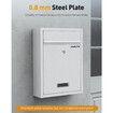 Wall Mount Mailbox, Locking Large Mailbox with Key Lock, Safe Key Drop Box, Steel Cash Drop Box for Home Office School, 22 x 8 x 32 cm , White