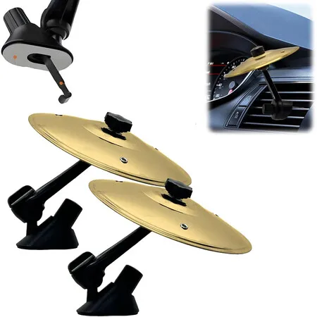 Car Drum Cymbal Air Vent,Fun Music Gadget,Easy Install on Dashboards Vents,Crisp Metallic Sound Quirky Gift for Road Trips Music Lovers Gold 2Pack