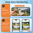 6MP Wireless Solar Camera Dual Lens PTZ Outdoor Security Floodlight Cam with WiFi Night Vision Alarm Linkage Human Tracking,Black