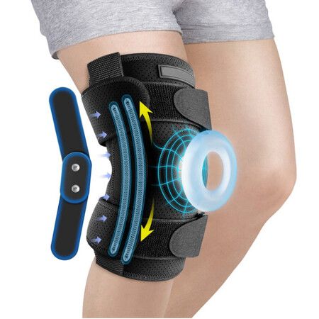 Hinged Knee Brace for Meniscus Tear Adjustable Knee Support for Knee with Side Stabilizers Hinges for Injury or Surgery Recovery-Szie M