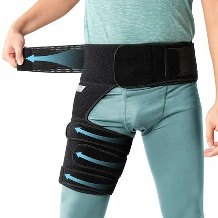 Hip Brace Sciatica Relief Devices Sciatic Nerve Brace Adjustable Hamstring Thigh Groin Compression Sleeve Hip Flexor Compression Wrap for Women Men,Black
