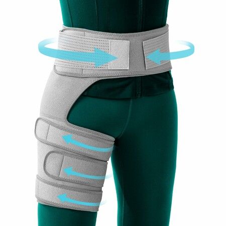 Hip Brace Sciatica Relief Devices Sciatic Nerve Brace Adjustable Hamstring Thigh Groin Compression Sleeve Hip Flexor Compression Wrap for Women Men,Grey