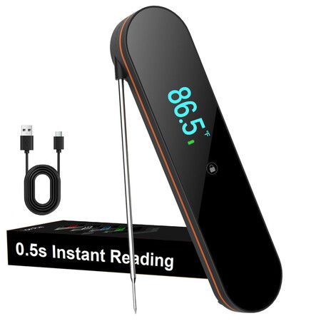 0.5s Ultra Fast Instant Read Meat Thermometer,TFT Color Screen,IP67 Waterproof,Rechargeable