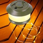 Retractable Camping String Lights Reel 65FT/20M 200LED, Outdoor Portable 3000mAh Stowable Strip Fairy Warm Light for Indoor, Home, RV, Patio, Green