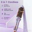 Portable Cordless Curling Iron Brush 3 Temp Settings Automatic Hair Straightener Anti-Scald Rechargeable Hair Brush for Travel Color Purple