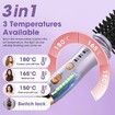 Portable Cordless Curling Iron Brush 3 Temp Settings Automatic Hair Straightener Anti-Scald Rechargeable Hair Brush for Travel Color Purple