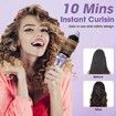 Portable Cordless Curling Iron Brush 3 Temp Settings Automatic Hair Straightener Anti-Scald Rechargeable Hair Brush for Travel Color Purple