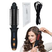 Portable Cordless Curling Iron Brush 3 Temp Settings Automatic Hair Straightener Anti-Scald Rechargeable Hair Brush for Travel Color Black