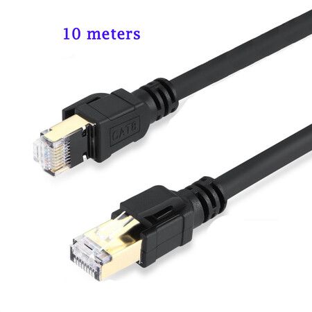 Cat 8 Ethernet Cable, 10 Meters High Speed Heavy Duty 26AWG Cat8 LAN Network Cable 40Gbps, 2000Mhz with Gold Plated RJ45 Connector for Router Gaming Modem