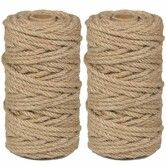 2Pack 4mm Natural Jute Twine String 100M Long Twine String for Crafting Gardening Gift Wrapping Macrame DIY Home Decor