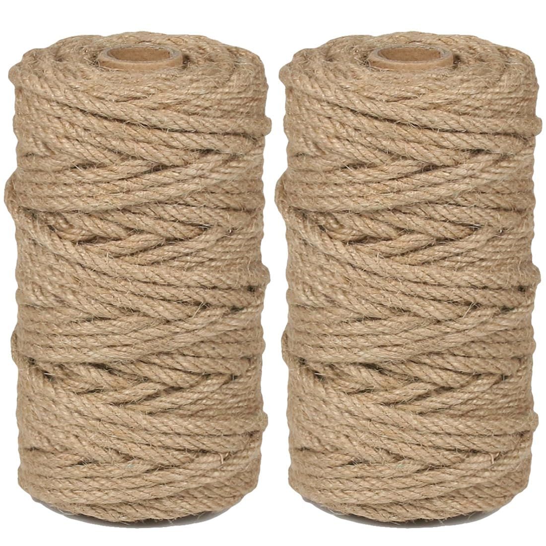 2Pack 4mm Natural Jute Twine String 100M Long Twine String for Crafting ...