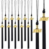 20Pcs Graduation Tassels Academic Graduation Cap Hat Tassel with 2025 Gold Charm for 2025 Graduation Ceremonies Accessories (Black)