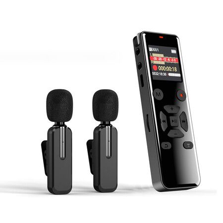 16GB High-Definition Digital Voice Recorder with Wireless Microphone - Portable for Meetings, Lectures, and Interviews
