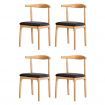 Artiss 4x Dining Chairs Rubber Wood Leather Seat Black