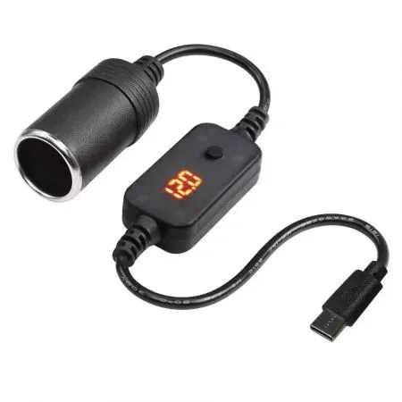 USB C to 12V Cigarette Lighter Adapter 36W, 60 CM USB C Male to Cigarette Lighter Female Socket PD Trigger Cable for Dash Cam, GPS, Etc