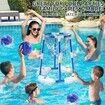 Pool Basketball Hoop,2-in-1 Floating Pool Toys Ring Game with 4 Balls and Pump,Outdoor Swimming Pool Basketball Games Water Play Toy Age 3+ (Blue)